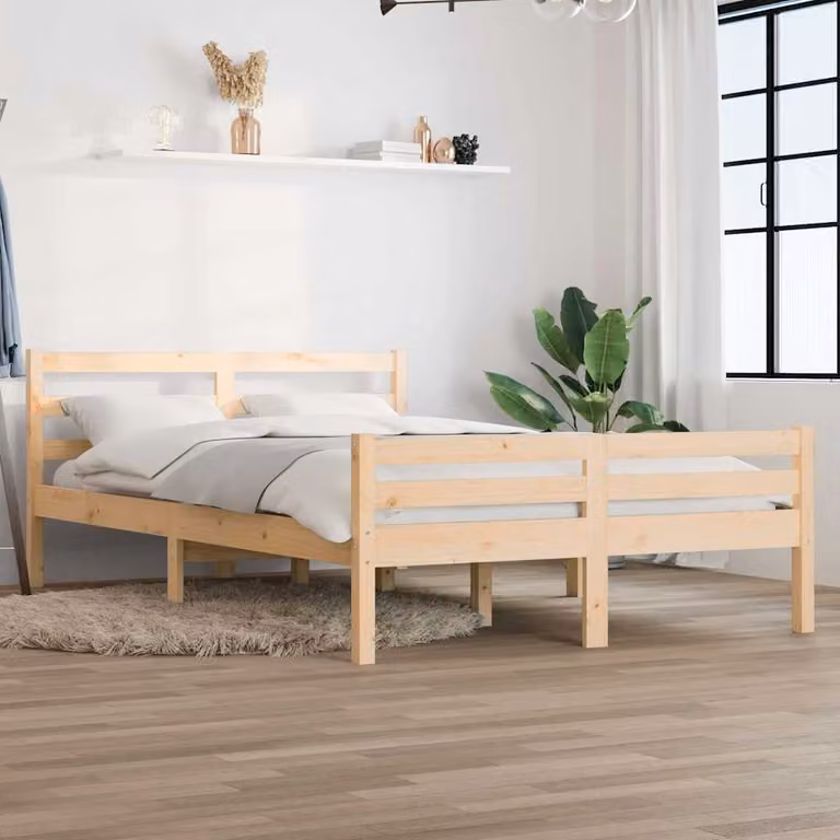 Giroletto King Size vidaXL in Legno di Pino Massello con Doghe Fisse L/P/H: 200 x 150 x 30 cm