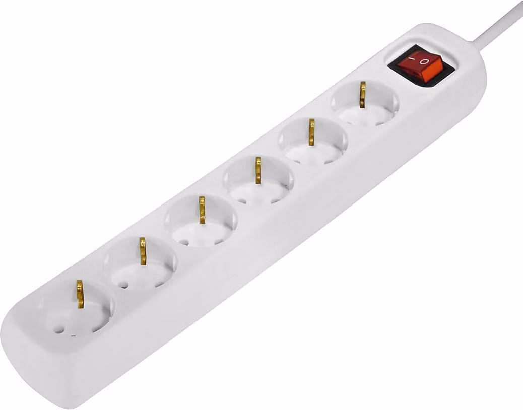 Presa multipla interruttore a 6 vie 1,4 m bianco