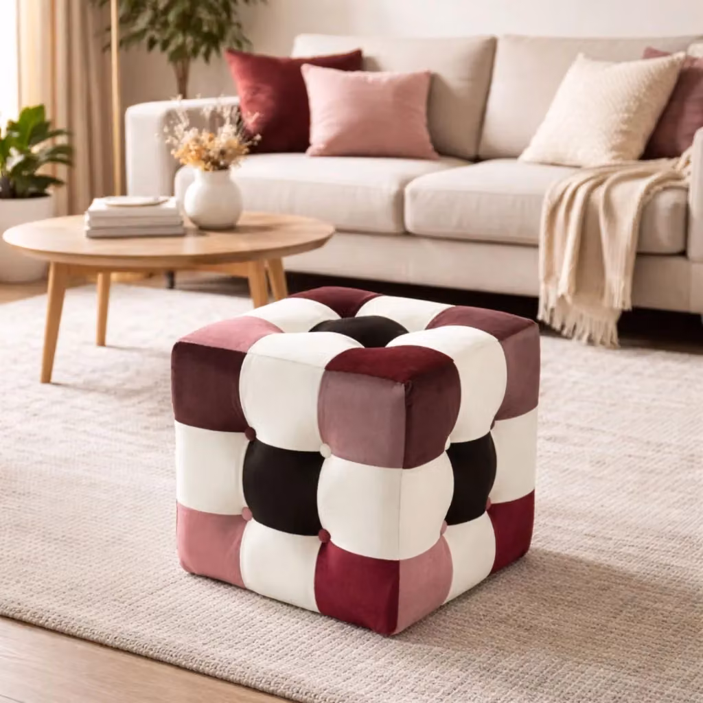 Pouf cubico in velluto multicolore HANAH HOME L/P/H: 42 x 42 x 42 cm – 2
