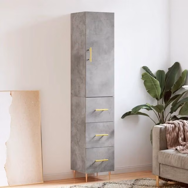 Credenza Buffet Armadio da Cucina Design Mania Grigio con Ante a Battente e Ripiani Interni in Legno e Metallo L/P/H: 34,5 x 34 x 180 cm – 1