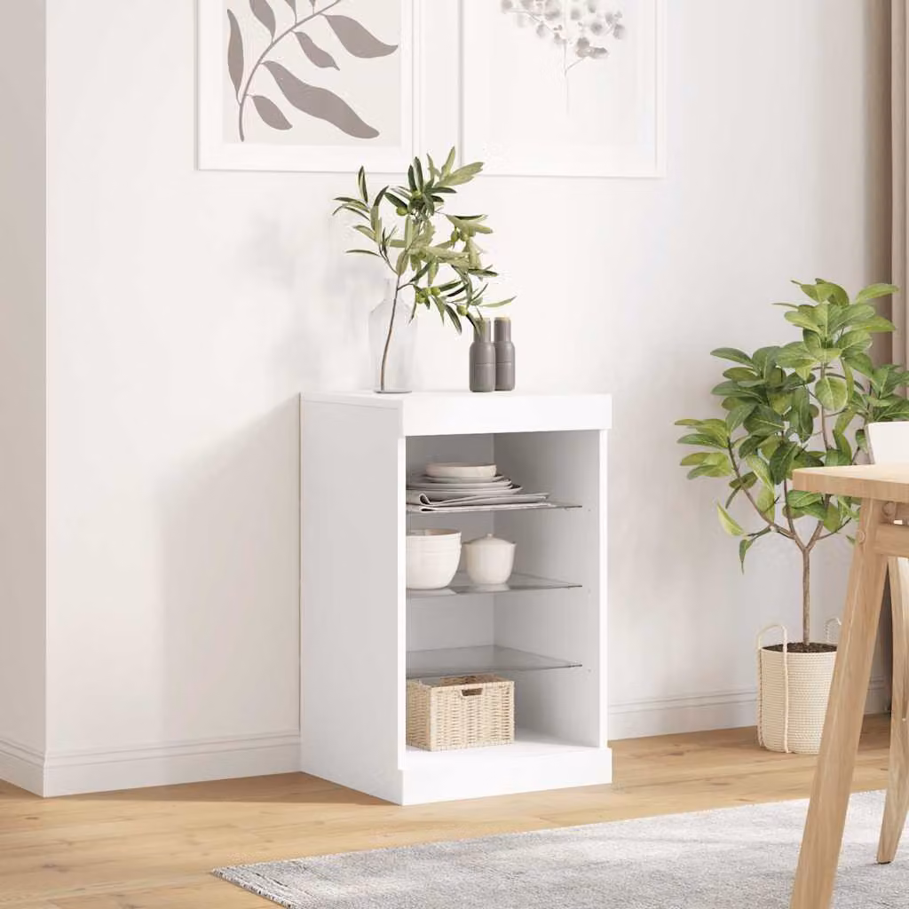 vidaXL Credenza Moderna Bianca con Luci LED integrate L: 41 cm, P: 37 cm, H: 67 cm
