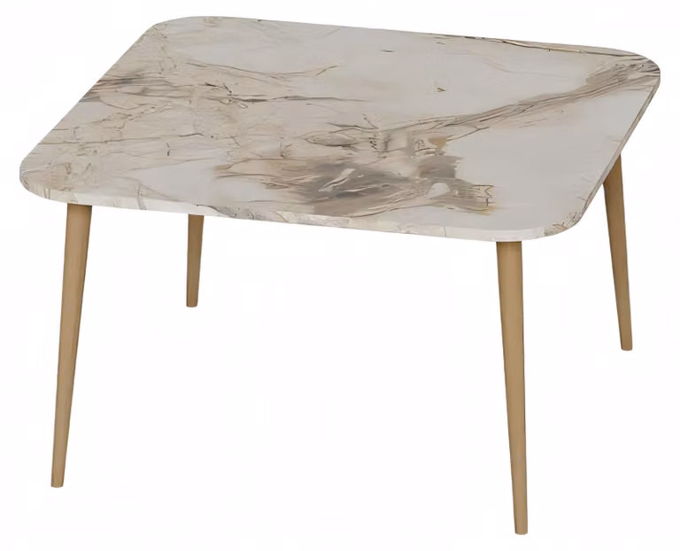 Bunter Holz-Couchtisch modern und stilvoll