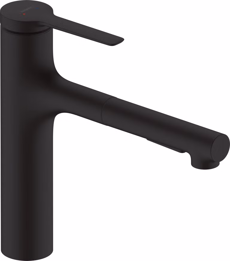 Miscelatore da cucina Zesis M33, estraibile, con 2 getti, 160 mm, finitura nero opaco