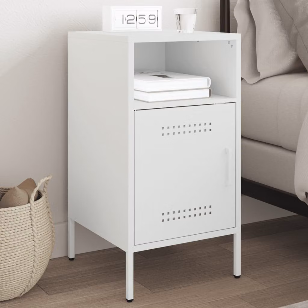 Comodino vidaXL in acciaio bianco stile industriale L: 36 cm, P: 39 cm, H: 68 cm