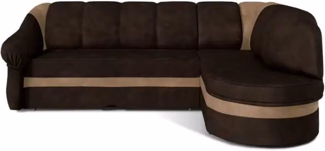 Divano angolare destro convertibile BENANA MEUBLORAMA marrone scuro e beige con contenitore L/P/H: 250 x 180 x 85 cm – 1