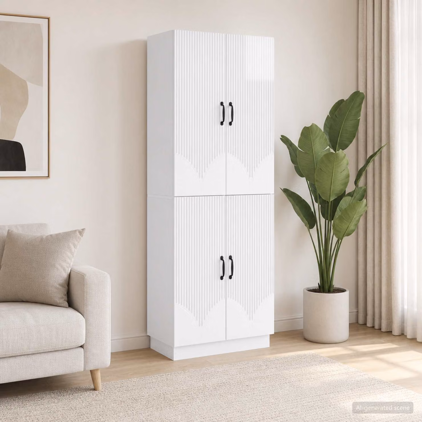 Set di 2 armadi moderni vidaXL in legno ingegnerizzato bianco lucido L/P/H: 87.0 x 34.5 x 66.0 cm