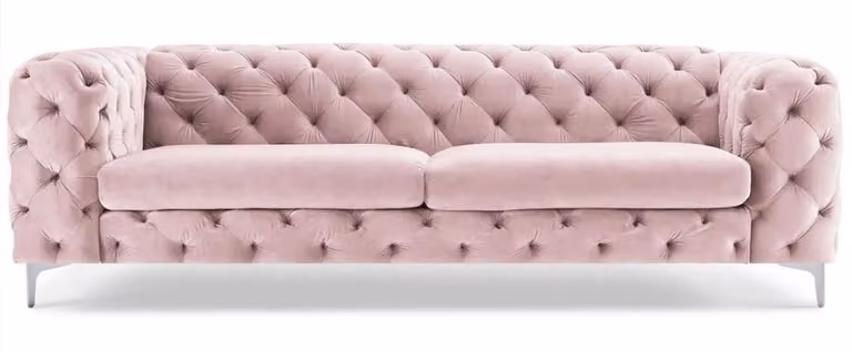 Chesterfield Sofa Dreisitzer Rosa Couchen Möbel Textil Wohnzimmer Couch Samt