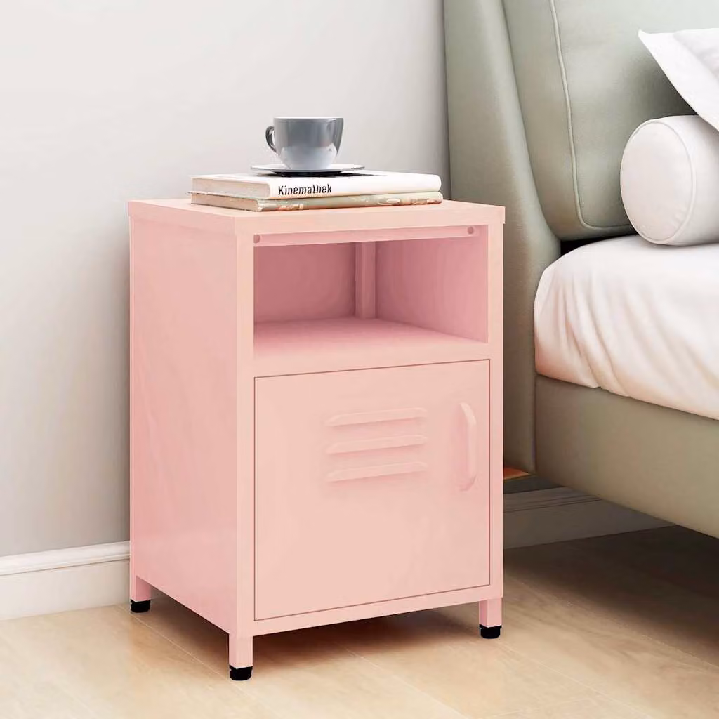 Comodino rosa moderno vidaXL in metallo L/P/H: 35 x 35 x 51 cm