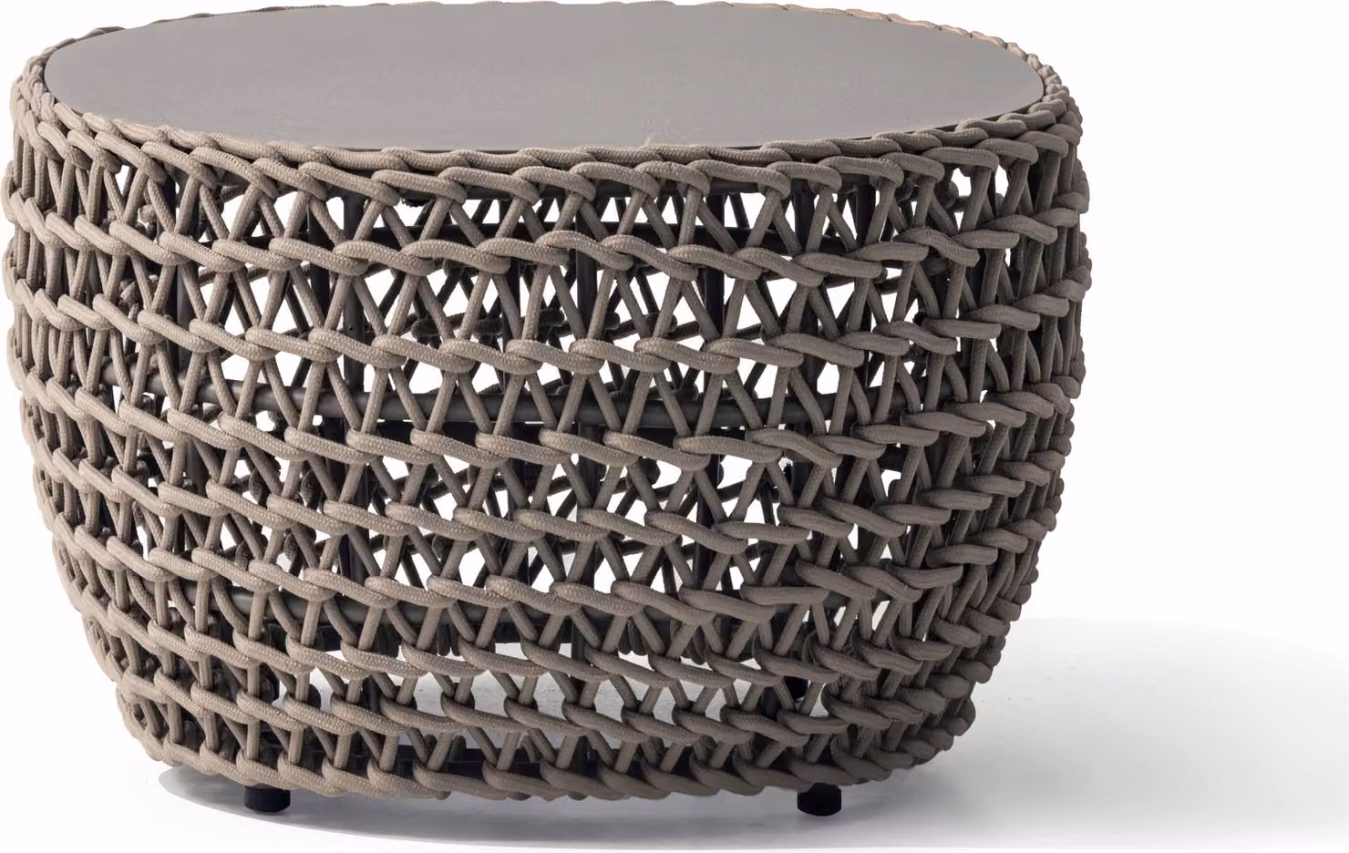 Milani Home - tavolino da esterno in alluminio e corda intrecciata, 66 x 66 cm, beige, per giardino e portico