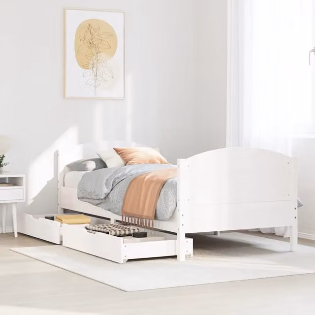 Letto con struttura in legno massello di pino bianco e doghe piatte vidaXL L/P: 100 x 200 cm