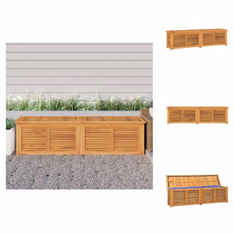 vidaXL Cassetta da giardino con borsa 200x50x53 cm in legno massiccio di teak - Cassette da giardino