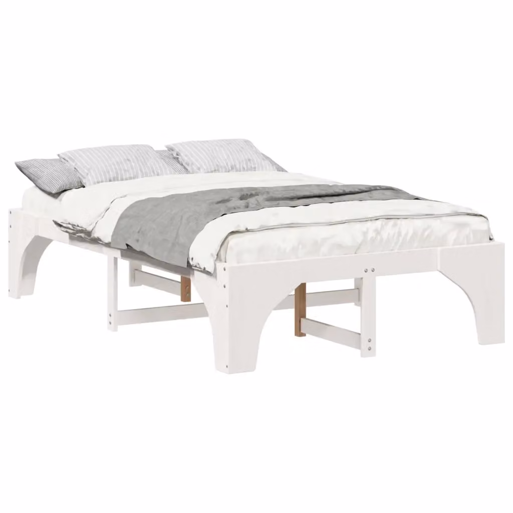 Struttura del letto moderna vidaXL in pino massello laccato bianco L/P/H: 190 x 140 x 40 cm – 2