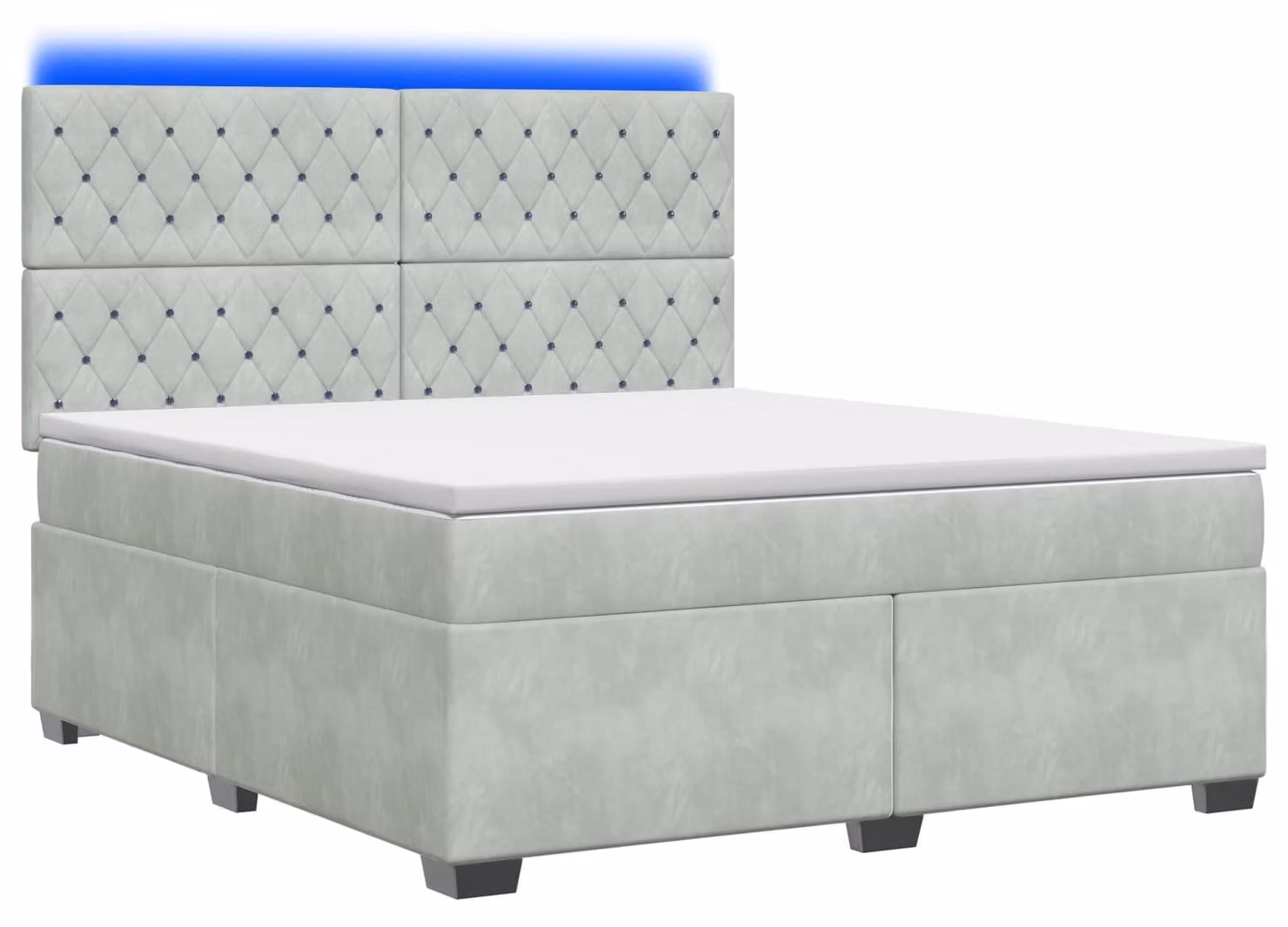 Letto a molle con materasso grigio chiaro 140 x 200 cm in velluto