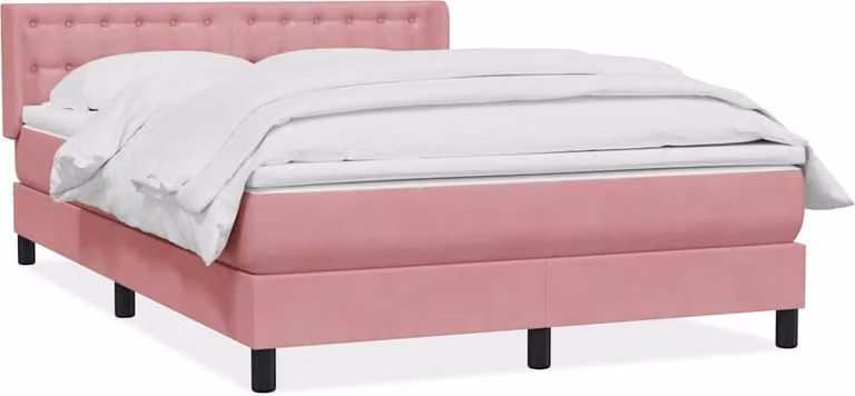 Giroletto a Molle con Materasso Rosa 160x210 cm in Velluto