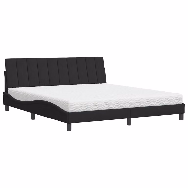 Letto con Materasso Hanko Nero 180x200 cm in Velluto