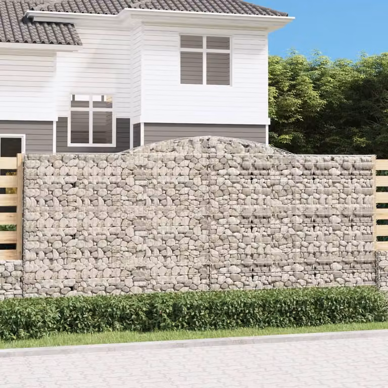 Set di 15 Cesti Gabbioni ad Arco vidaXL in Acciaio Zincato Grigio L: 400 cm, P: 30 cm, H: 180/200 cm