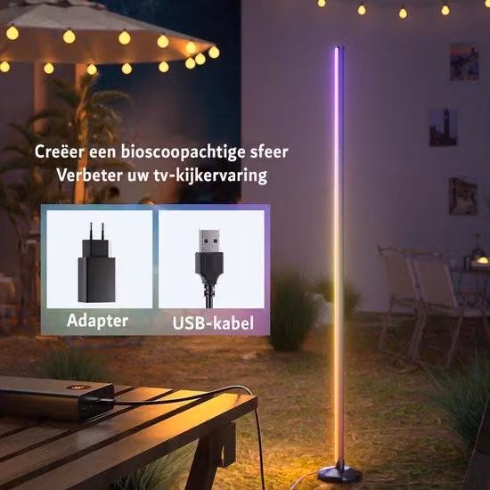 Lampada da angolo a LED - Lampada da angolo a LED con telecomando - Controllo tramite app - Per la camera da letto - Per il soggiorno