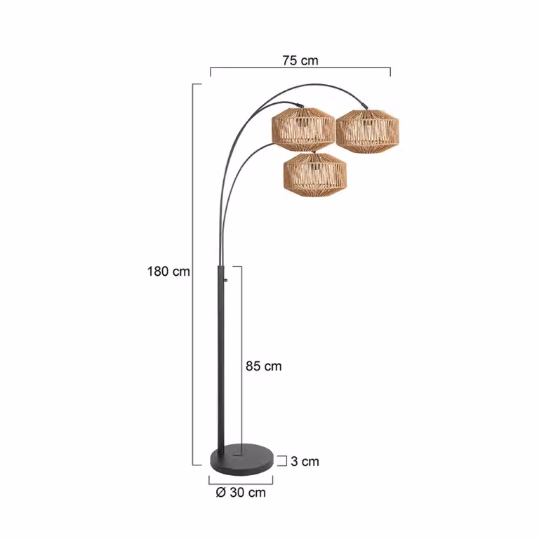 Steinhauer Lampada ad arco Nox Light, Nero, Soggiorno / Sala da pranzo, Metallo, Lampada da terra
