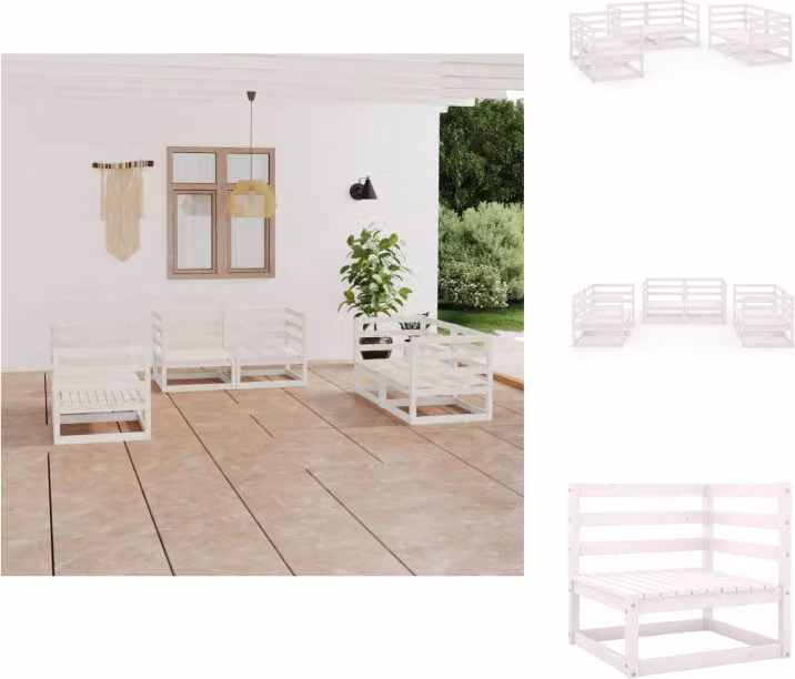 vidaXL Set di 6 pezzi da giardino in pino massiccio bianco - Set di mobili da giardino