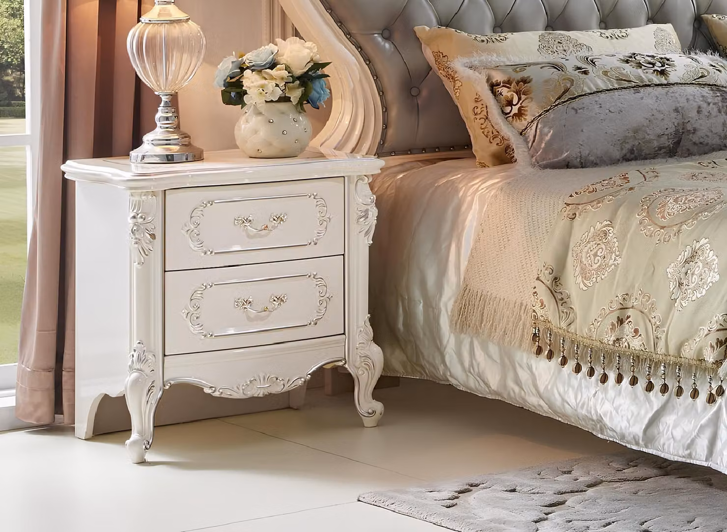 Design Nacht Tisch Konsole Beistell Konsolen Tische Schlaf Zimmer Luxus Echtholz