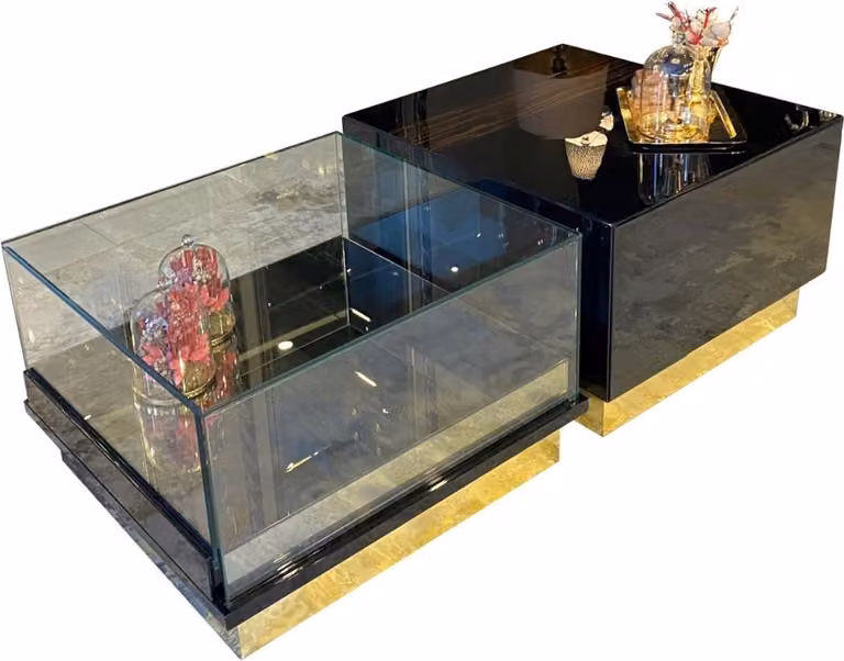 Casa Padrino tavolino art déco marrone scuro / nero / oro 135 x 80 x h. 40 cm - Tavolo da salotto nobile - Mobili art déco