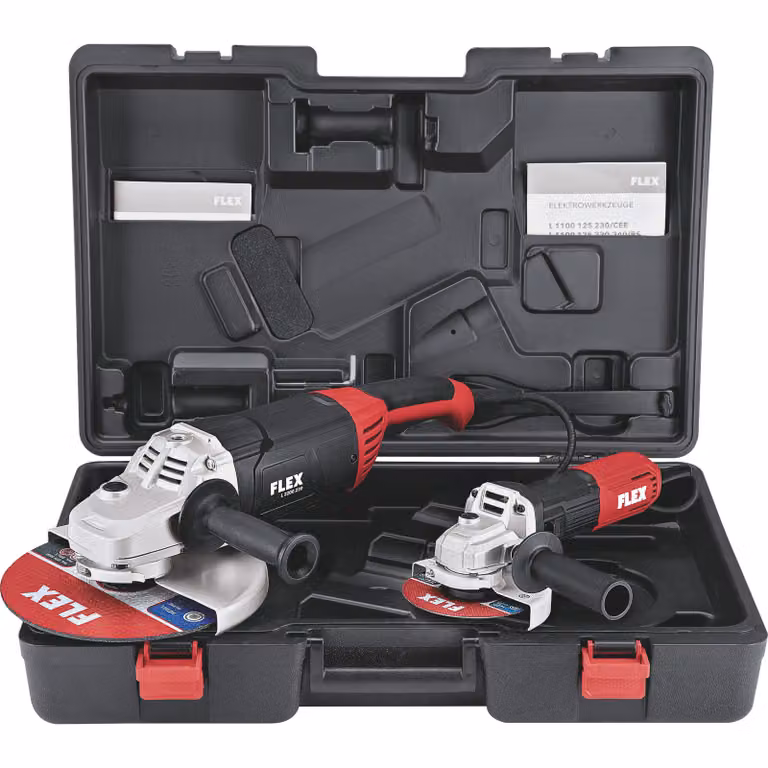 Flex Winkelschleifer Set L2200 230mm + L1100 125mm (mit Transportkoffer)
