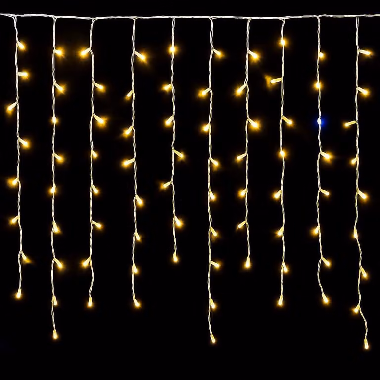 Tenda luminosa a LED, 5 metri, 200 LED, colore giallo, grado di protezione IP65, espandibile