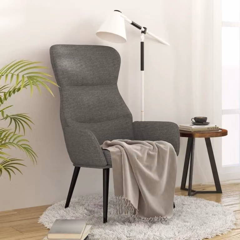Poltrona relax confortevole con braccioli, color grigio chiaro
