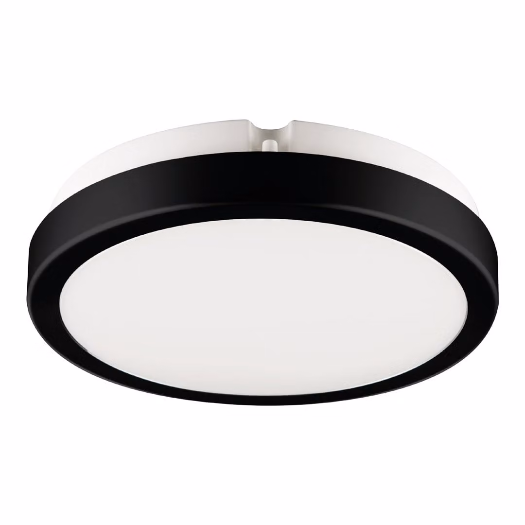 Plafoniera LED rotonda Vera bianco e nero 12W, luce bianca neutra 1250 lm, plastica, dimensioni: 6,3 x 18 x 18 cm, IP65, Eko-Light