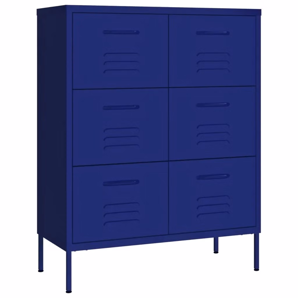 Cassettiera moderna vidaXL in metallo blu matt L: 80 cm, P: 35 cm, H: 101,5 cm – 2