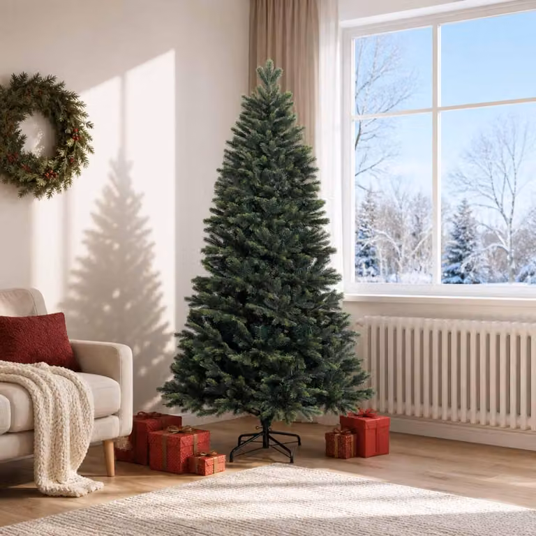 Albero di Natale artificiale pieghevole, altezza 180 cm, realizzato in PVC e metallo