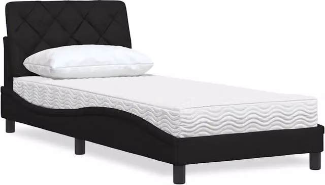 Letto moderno con materasso in schiuma vidaXL in tessuto nero e bianco L/P/H: 218 x 90 x 300 cm – 1