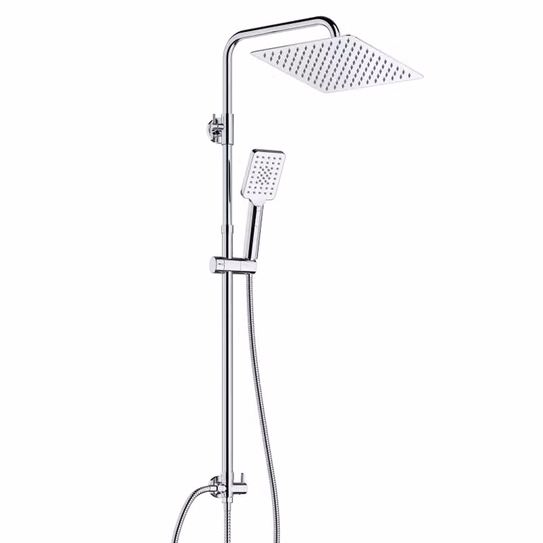JOHO Colonna Doccia senza Miscelatore Termostatico in Acciaio INOX, Cromato Sistema Doccia Set Doccia a Pioggia con Soffione 20×20cm e Doccetta a Mano