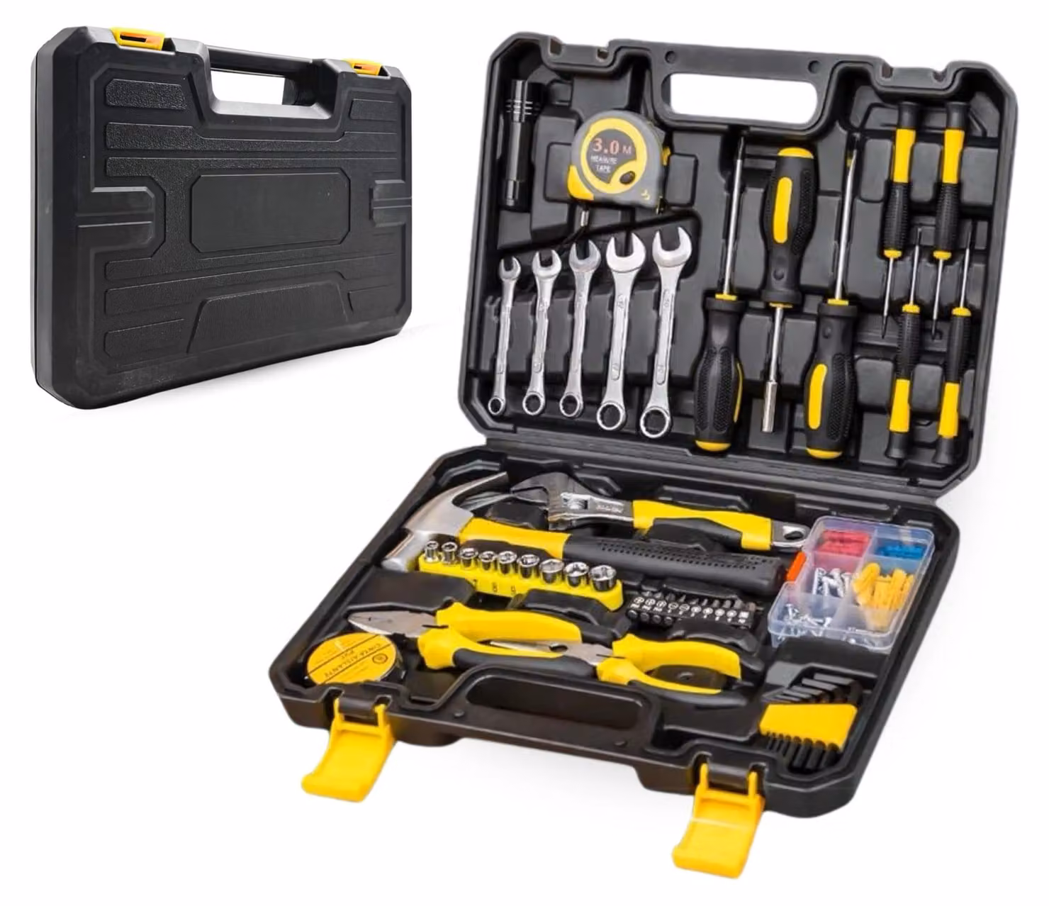 Valigetta con 108 pezzi, set di utensili manuali, ideale per il fai-da-te, portatile
