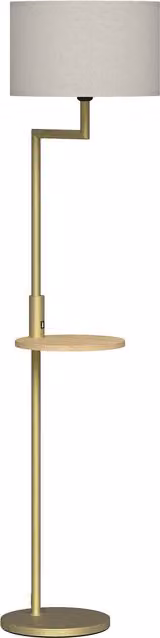 Lampada da terra moderna HOMCOM con mensola e porta USB, paralume in lino beige e struttura oro, H 170 cm, Ø 40 cm