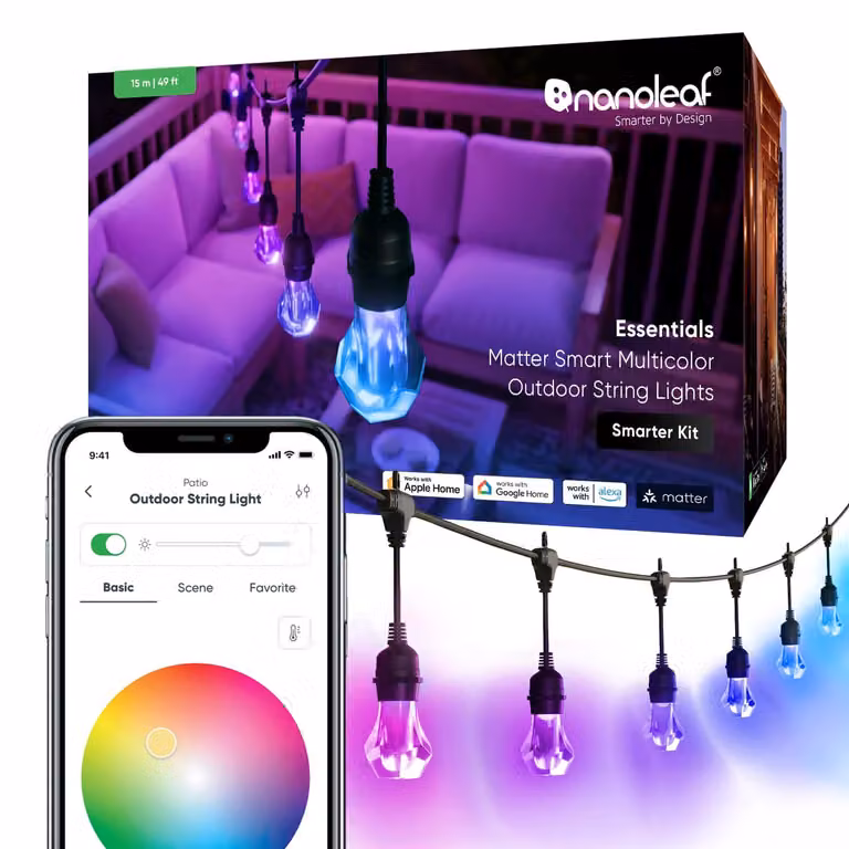 Nanoleaf Essentials Matter Smart Multicolour Outdoor String Lights Starter Kit 15m|16M+