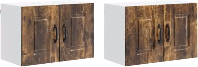Set di 2 pensili da cucina dal design pulito 60 x 31 x 40 cm in legno multistrato rovere fumo 02_0053604