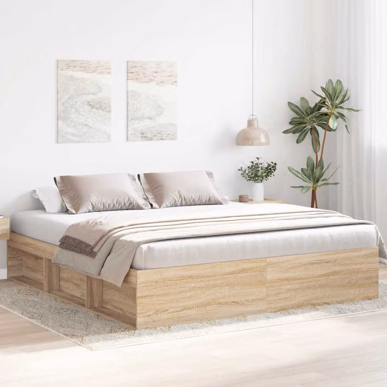Giroletto vidaXL in Rovere Sonoma e materiali misti con scomparti laterali, L/P: 200 x 200 cm