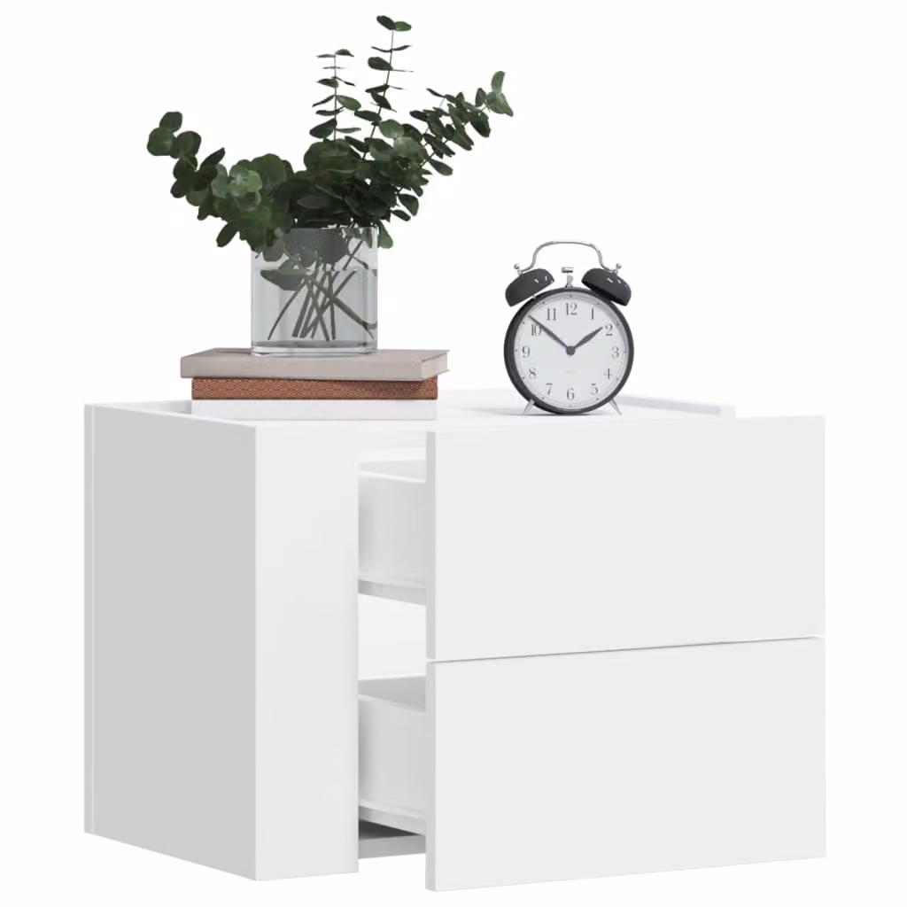 Comodino a parete vidaXL Bianco Moderno L 45 cm x P 30 cm x H 35 cm