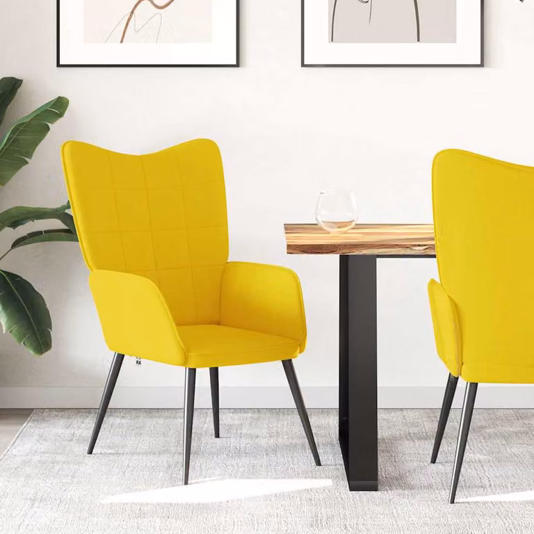 Sedia Relax vidaXL in tessuto giallo con braccioli e struttura in metallo e plastica per soggiorno o sala da pranzo