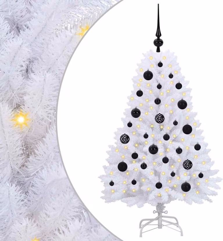 Albero di Natale Artificiale con Rami Pieghevoli Bianco 120 cm