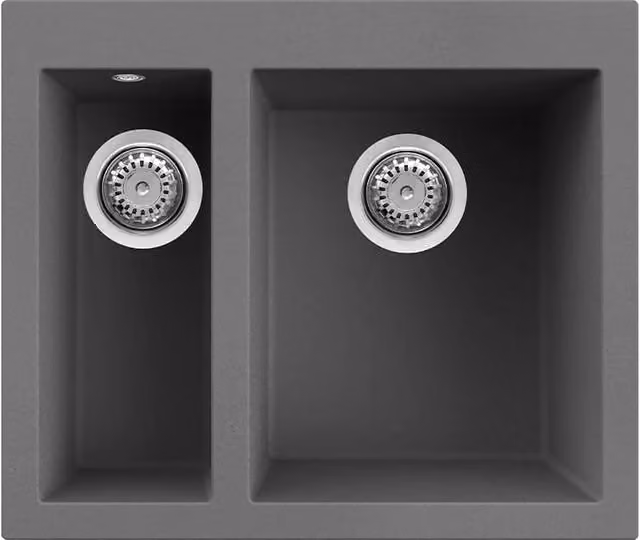 Lavello Elleci Incasso 2 vasche 59x50 Quadra 150 Keratek Plus Grigio Dark Grey LKQ15099