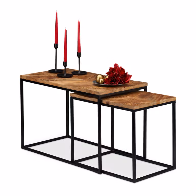 relaxdays 10027622_0 relaxdays Beistelltische-Set braun rechteckig
