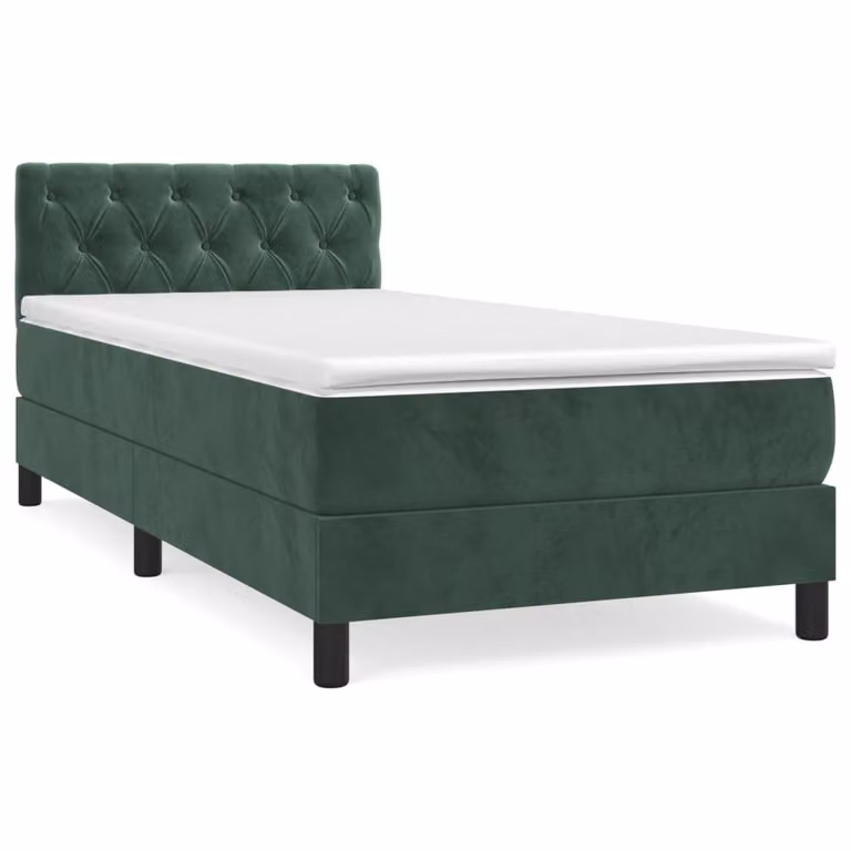 Giroletto a Molle con Materasso Verde Scuro 80x200 cm Velluto