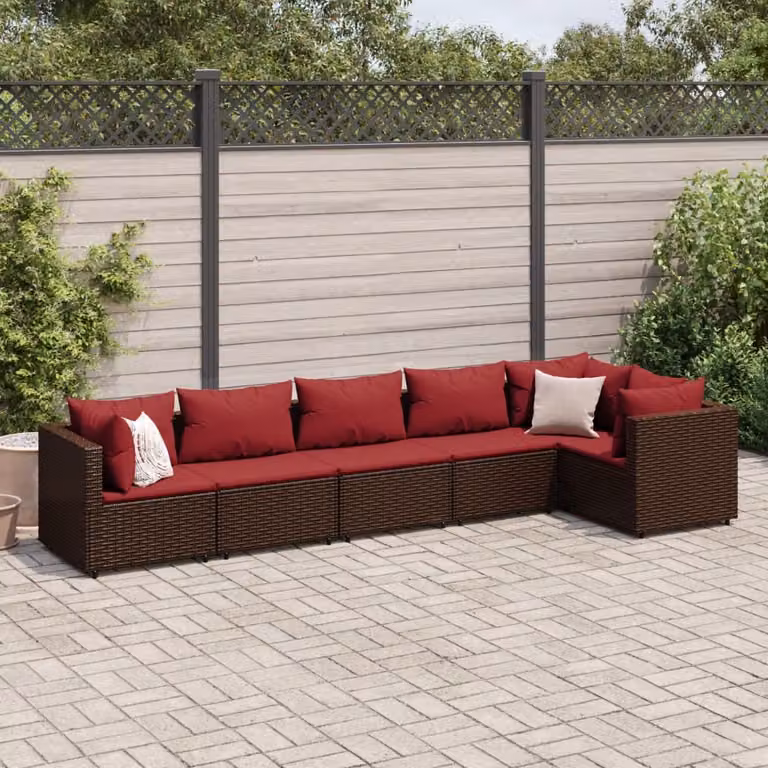 Maison Exclusive - Set Mobili da Giardino 6pz con Cuscini in Polyrattan Marrone