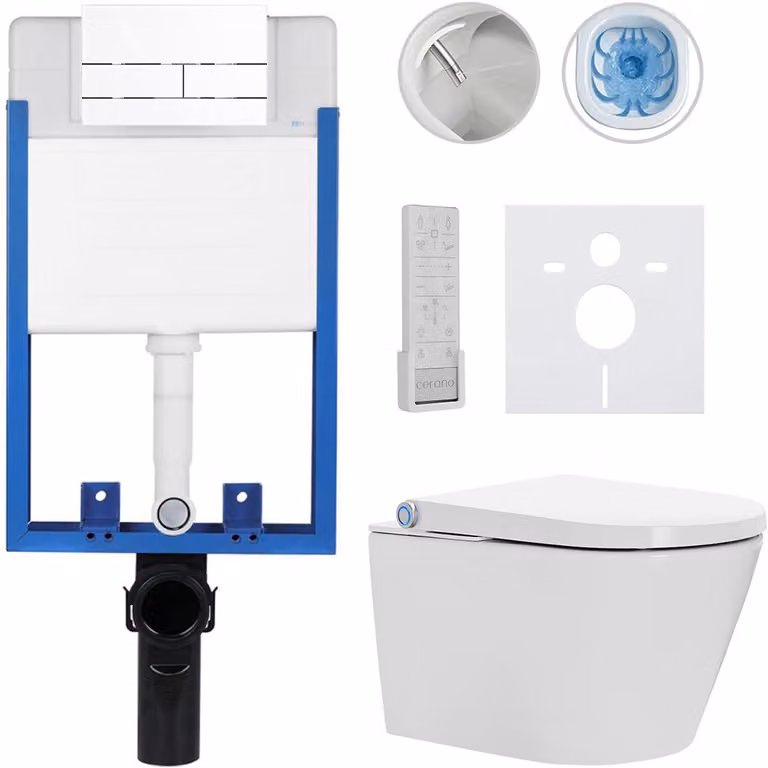 Set completo per WC Profi/Cronus Premium - bianco lucido - pulsante per WC modello Line/bianco - da incasso - 59,3x38,4 cm