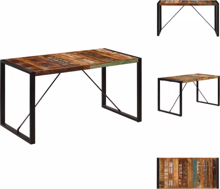 vidaXL Tavolo da pranzo 140x70x75 cm in legno massiccio antico - Tavoli da pranzo