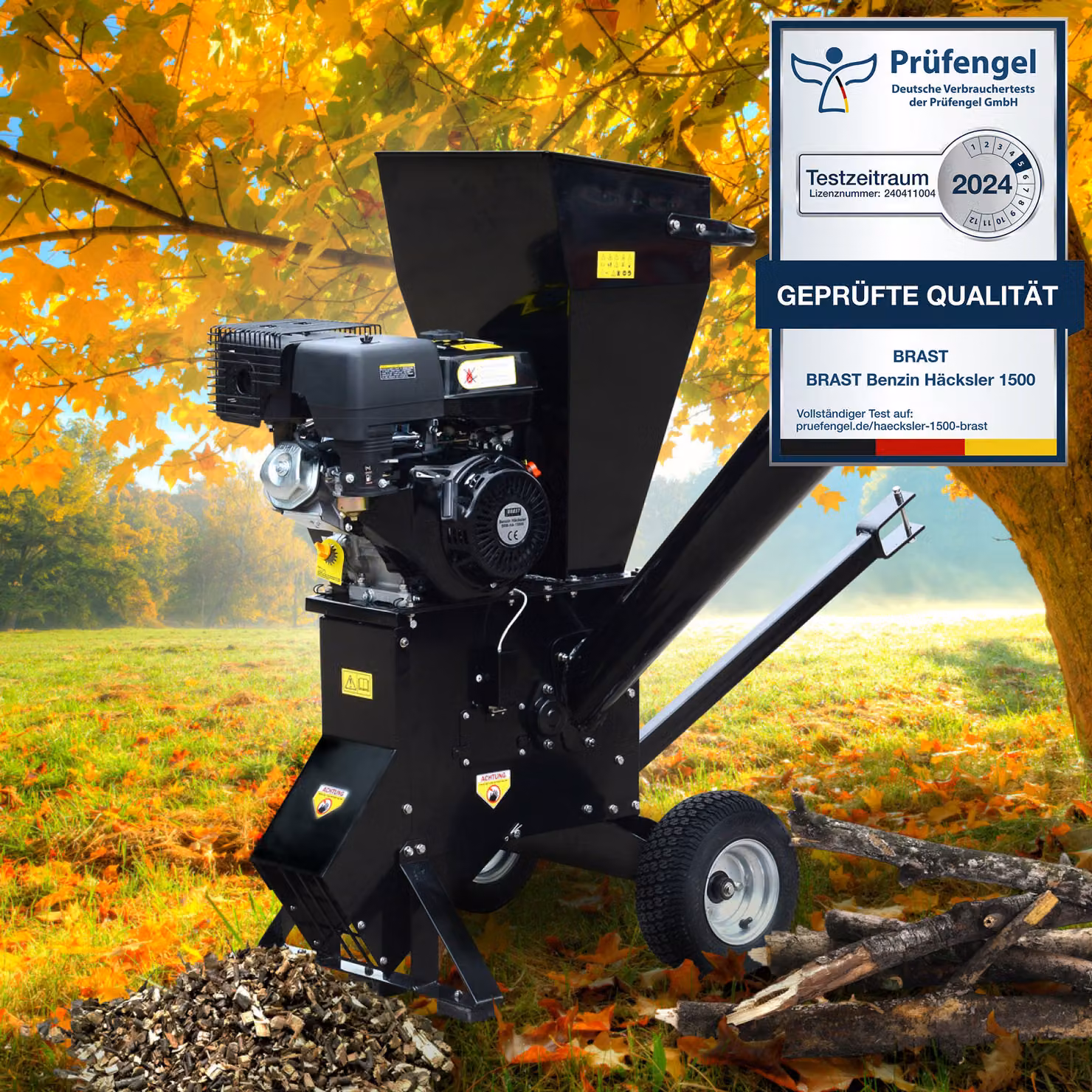 BRAST trinciatrice da giardino a benzina | 11kW(15hp) | spessore rami 102mm | 2 sistemi di lame con 22 lame | timone e impugnatura