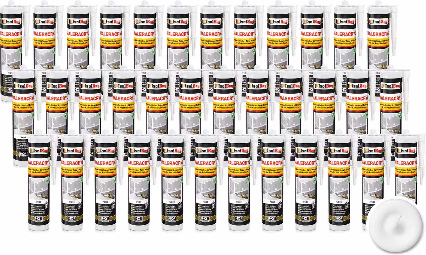 Isolbau Maleracryl 36 x 300 ml, bianco: sigillante acrilico plasto-elastico per l'impermeabilizzazione di giunti in ambienti interni ed esterni - confezione da cartucce