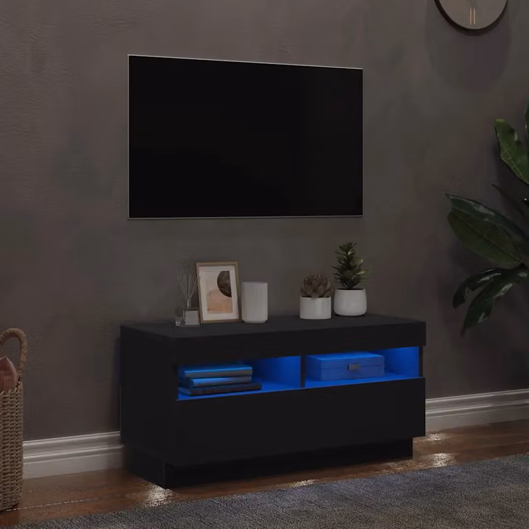 Mobile Porta TV vidaXL con Luci LED Nero L: 80 cm, P: 35 cm, H: 40 cm